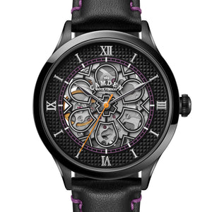 No.274 Skeleton Black on Black and Purple Italian Leather