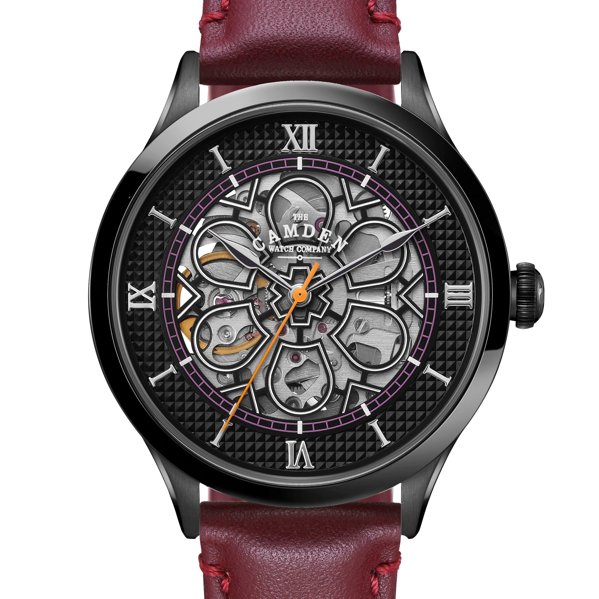 No.274 Skeleton Black on Oxblood Italian Leather