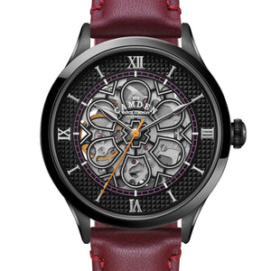 No.274 Skeleton Black on Oxblood Italian Leather