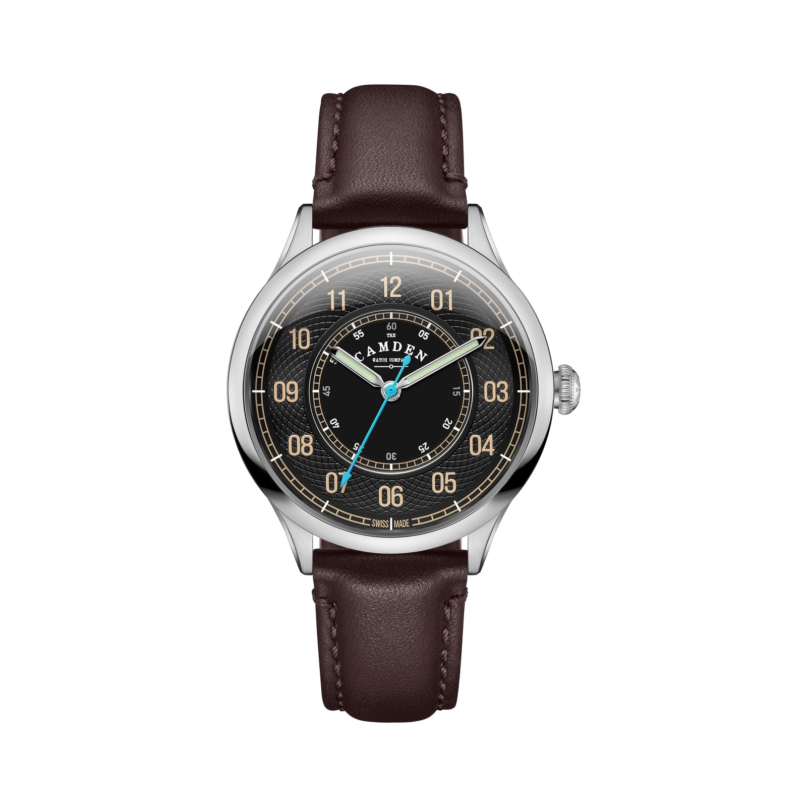 No.274 Type II Swiss Made Quartz Steel and Black on Brown Italian Leather