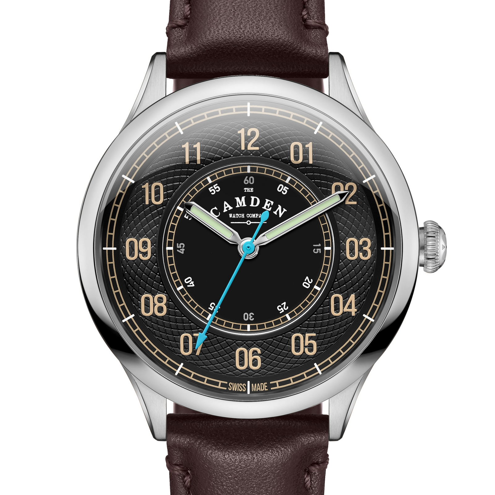 No.274 Type II Swiss Made Quartz Steel and Black on Brown Italian Leather