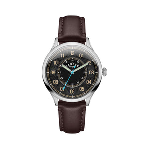 No.274 Type II Swiss Made Quartz Steel and Black on Brown Italian Leather