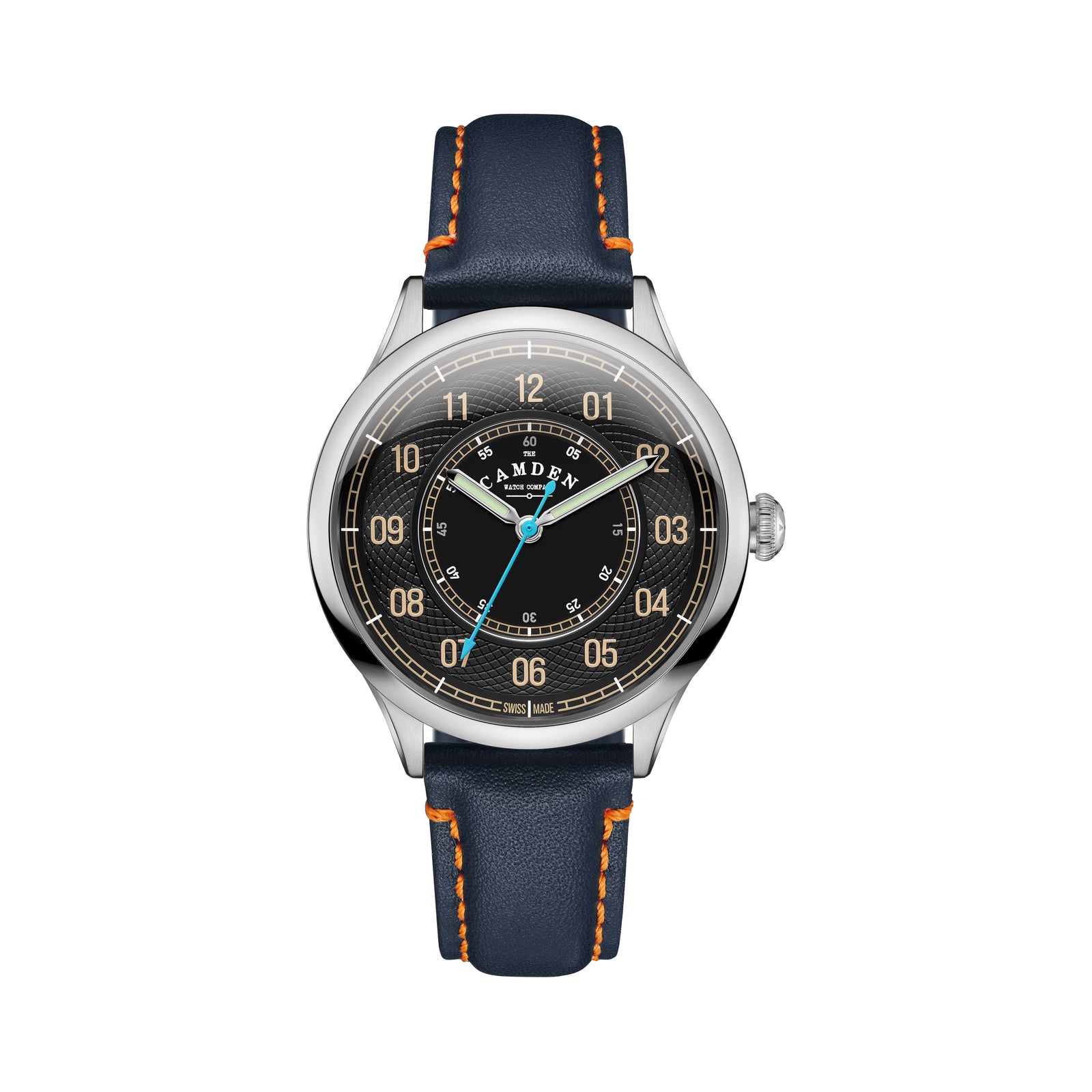No.274 Type II Swiss Made Quartz Steel and Black on Blue Italian Leather