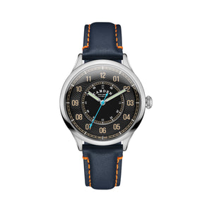 No.274 Type II Swiss Made Quartz Steel and Black on Blue Italian Leather