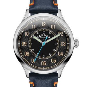 No.274 Type II Swiss Made Quartz Steel and Black on Blue Italian Leather