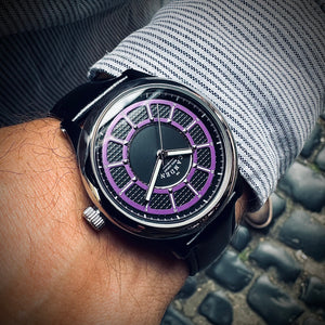 No.253 Purple Design Lab on Black Leather