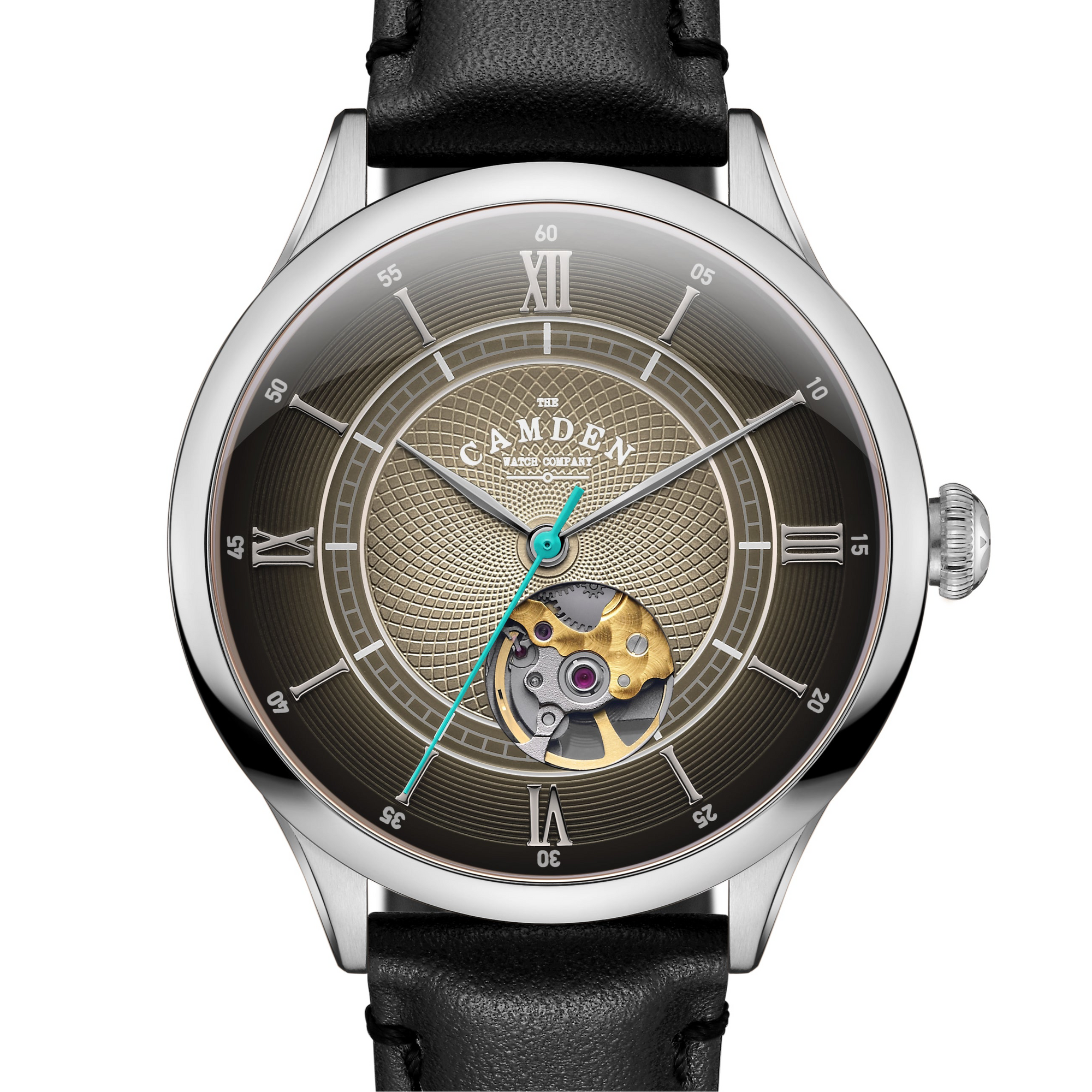 No.274 Open Heart Steel and Black on Black Italian Leather