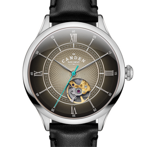 No.274 Open Heart Steel and Black on Black Italian Leather