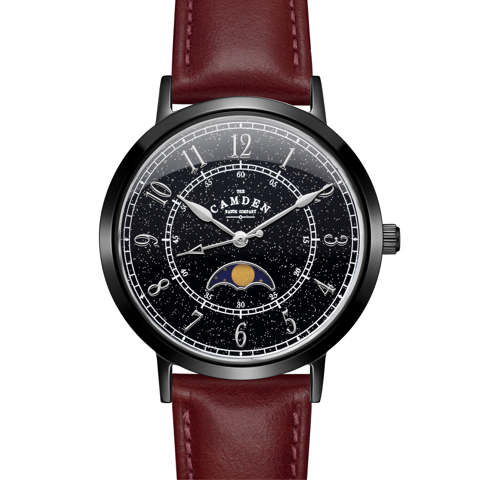 No.27 Moonphase Black on Oxblood Leather