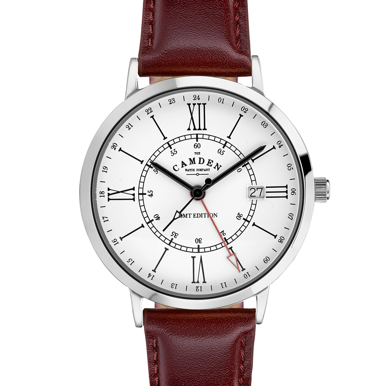 No.27 GMT Steel and White on Oxblood Leather