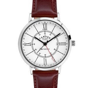 No.27 GMT Steel and White on Oxblood Leather