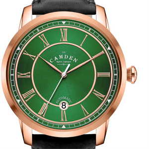 No.29 Automatic Rose Gold and Green on Black Italian Leather