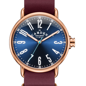 No.88 Rose Gold and Navy on Oxblood Leather