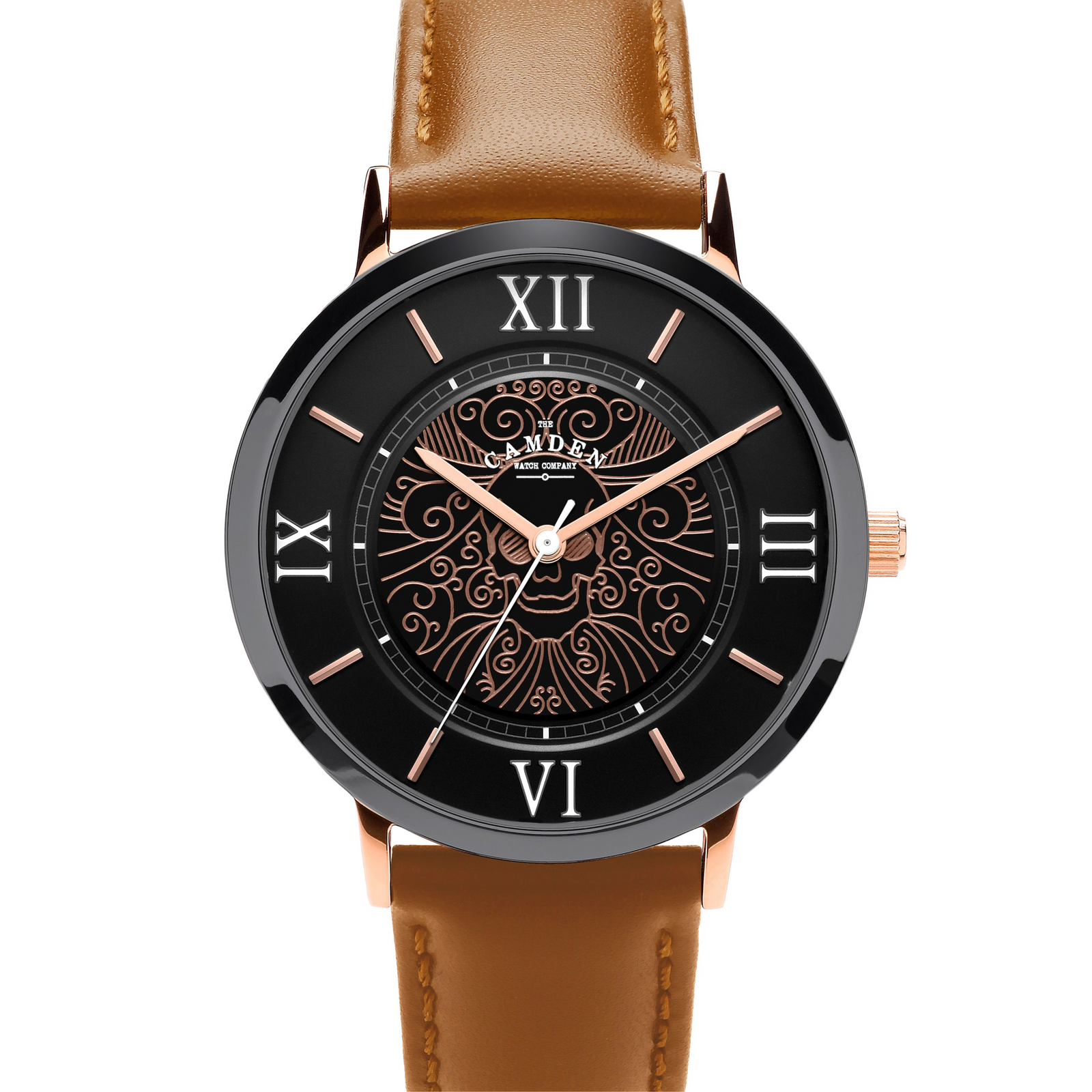 No.27 Memento Mori Black and Rose Gold on Tan Leather