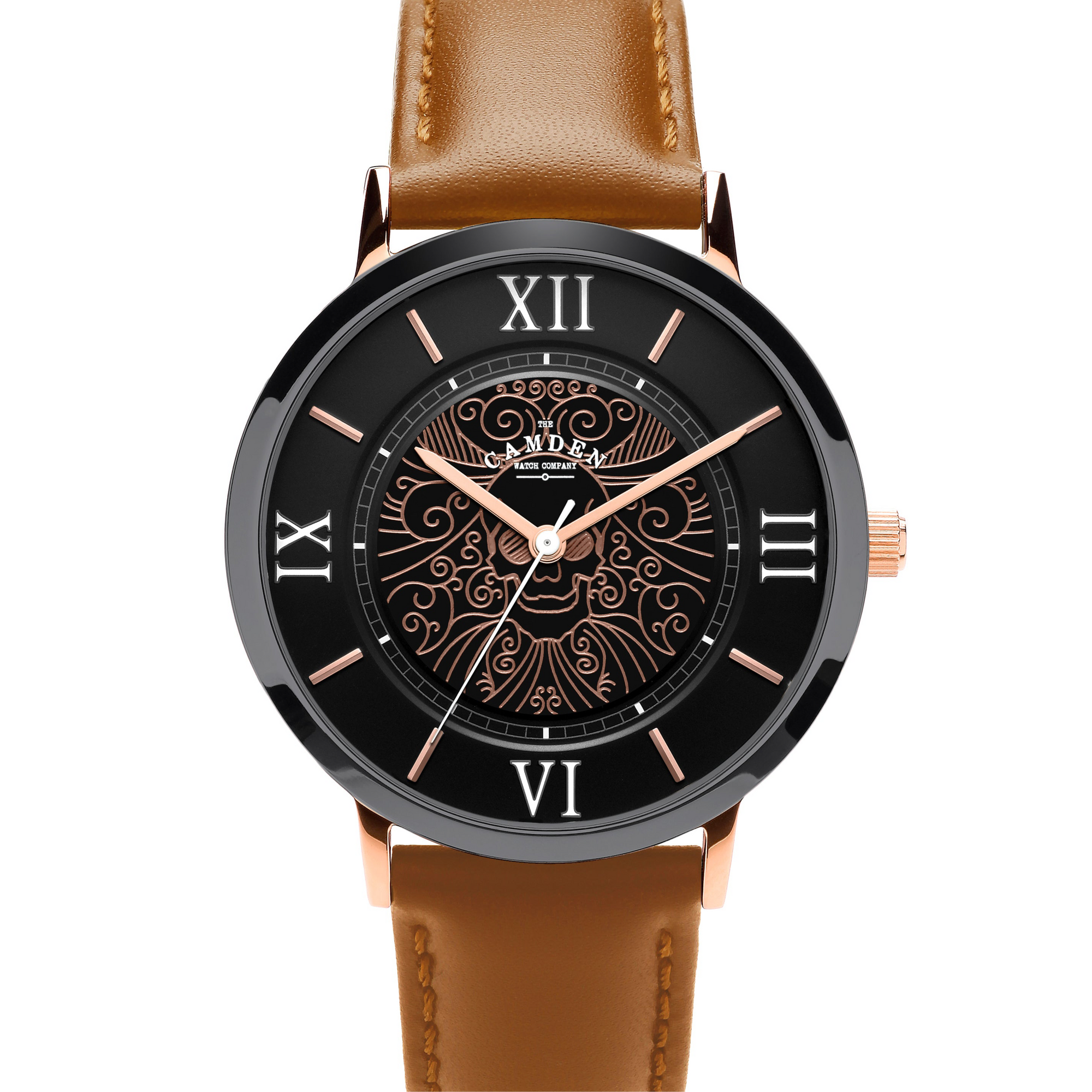 No.27 Memento Mori Black and Rose Gold on Tan Leather