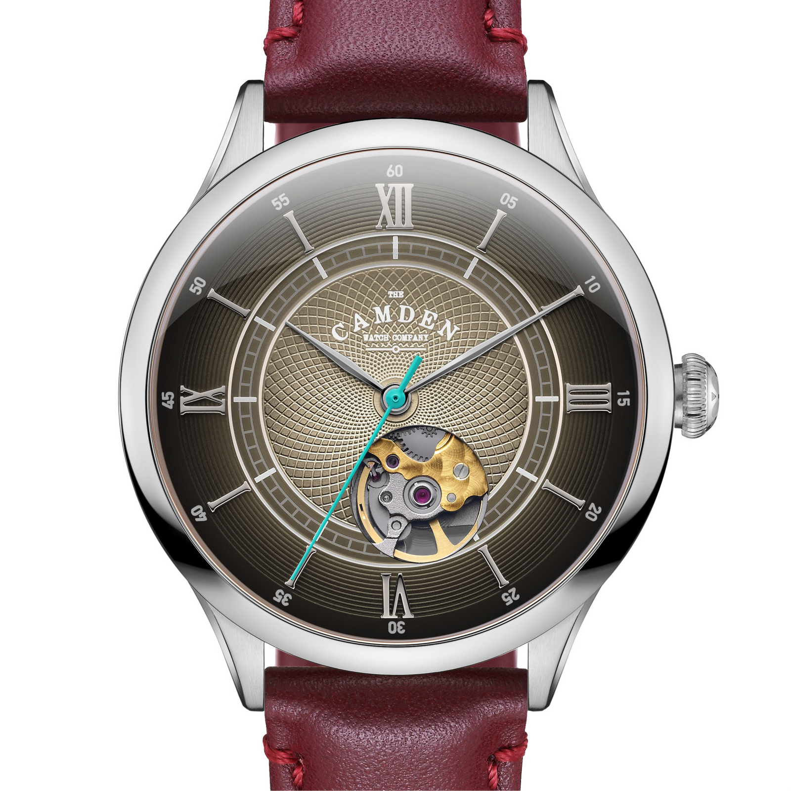 No.274 Open Heart Steel and Black on Oxblood Italian Leather