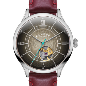 No.274 Open Heart Steel and Black on Oxblood Italian Leather