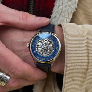 No.274 Skeleton Steel and Navy on Navy Italian Leather