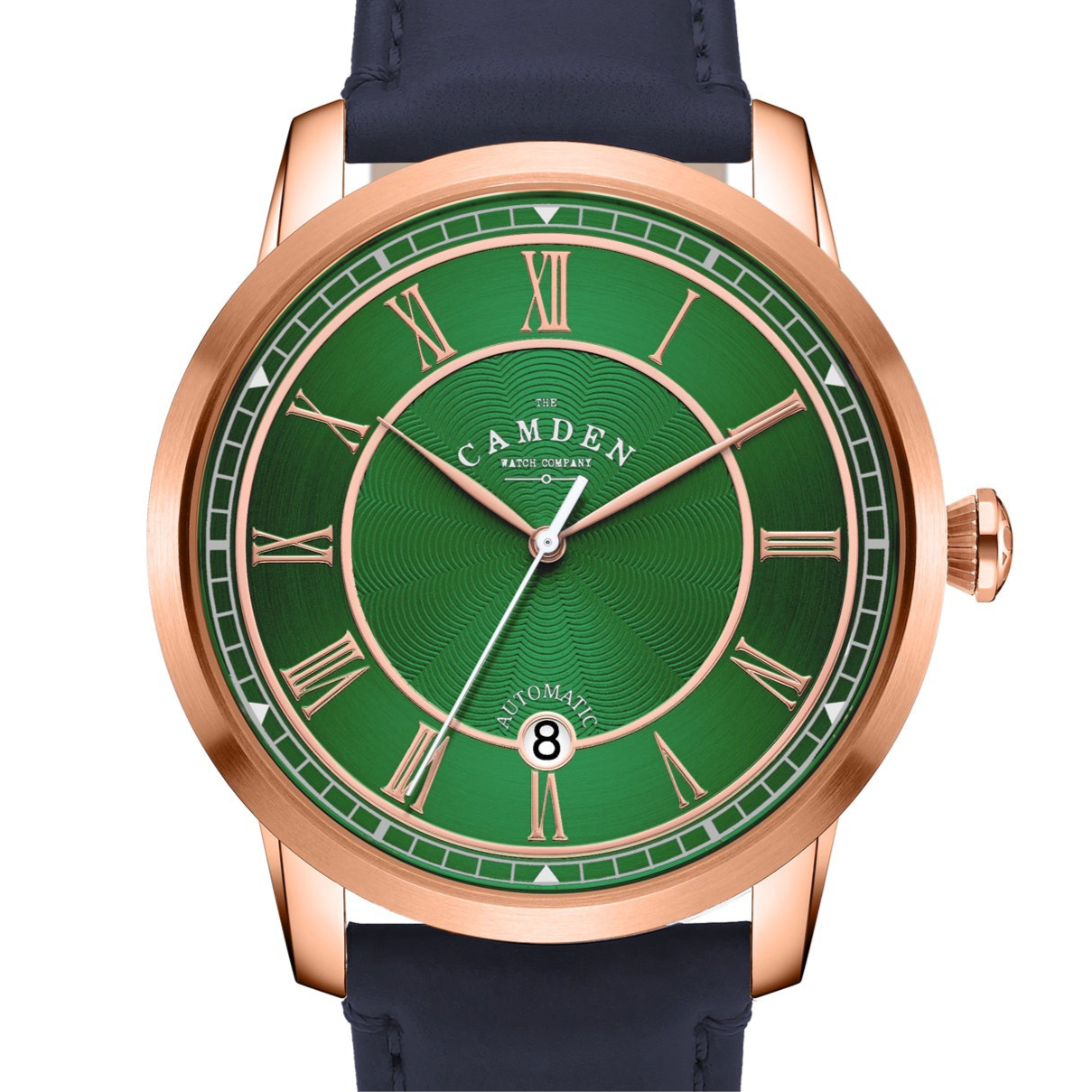 No.29 Automatic Rose Gold and Green on Navy Italian Leather