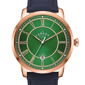 No.29 Automatic Rose Gold and Green on Navy Italian Leather
