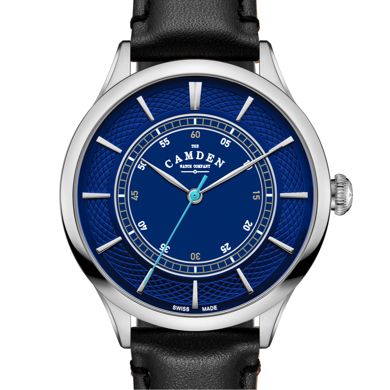 No.274 Swiss Made Quartz Steel and Navy on Black Italian Leather