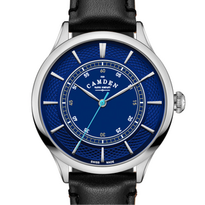 No.274 Swiss Made Quartz Steel and Navy on Black Italian Leather