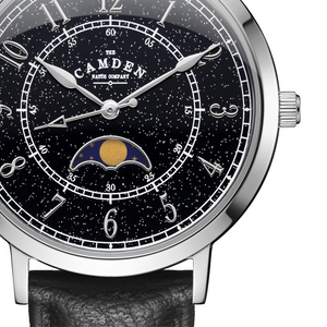 No.27 Moonphase Steel on Black Leather