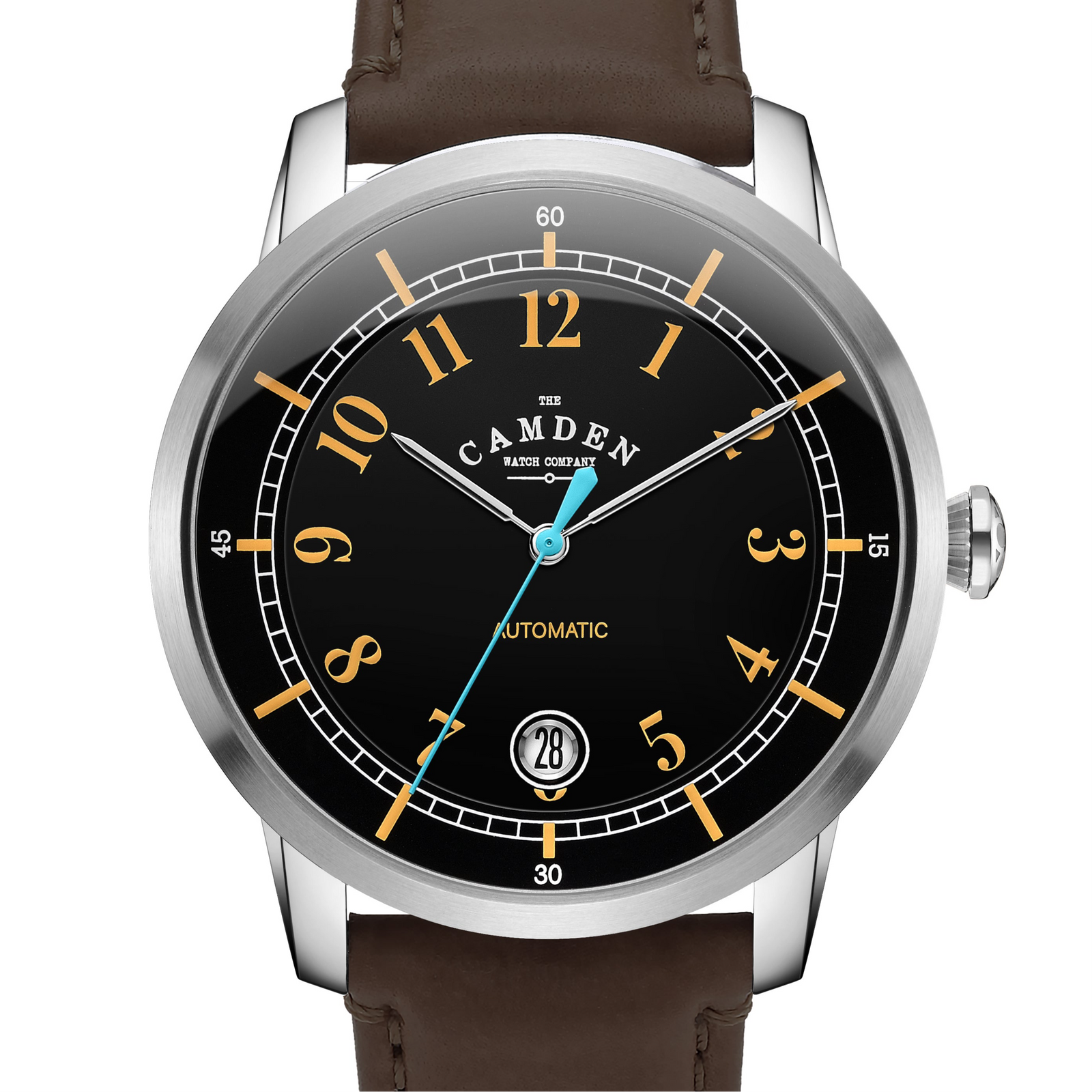 No.29 Type II Automatic Steel and Black on Brown Italian Leather