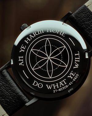 No.27 Witchcraft Black and Steel on a Purple Italian Leather Strap