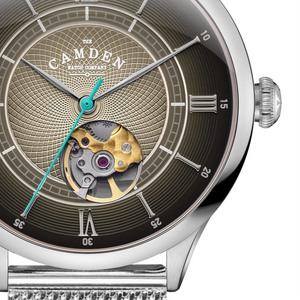 No.274 Open Heart Steel and Black on Mesh