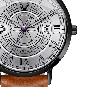 No.27 Witchcraft Black and Silver on a Tan Leather Strap