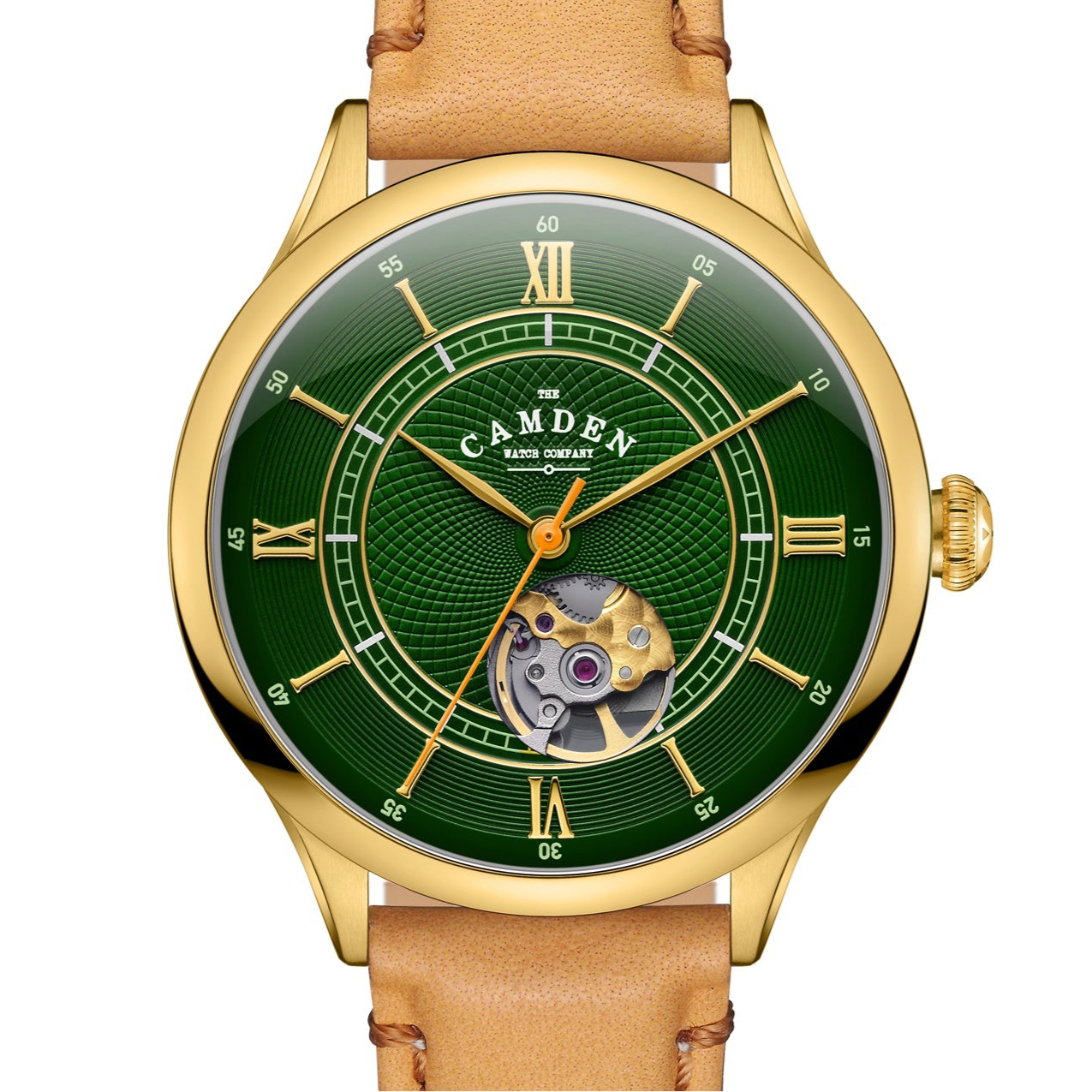 No.274 Open Heart Gold and Green on Tan Italian Leather