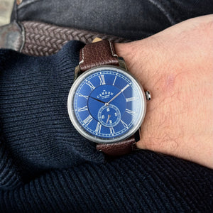 No.29 Steel and Navy on Brown Strap Leather