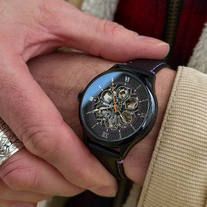 No.274 Skeleton Black on Black and Purple Italian Leather