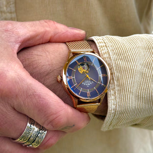 No.274 Open Heart Rose Gold and Purple on Mesh