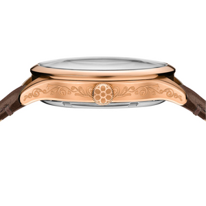 No.274 Open Heart Rose Gold and Blue on Brown Italian Leather