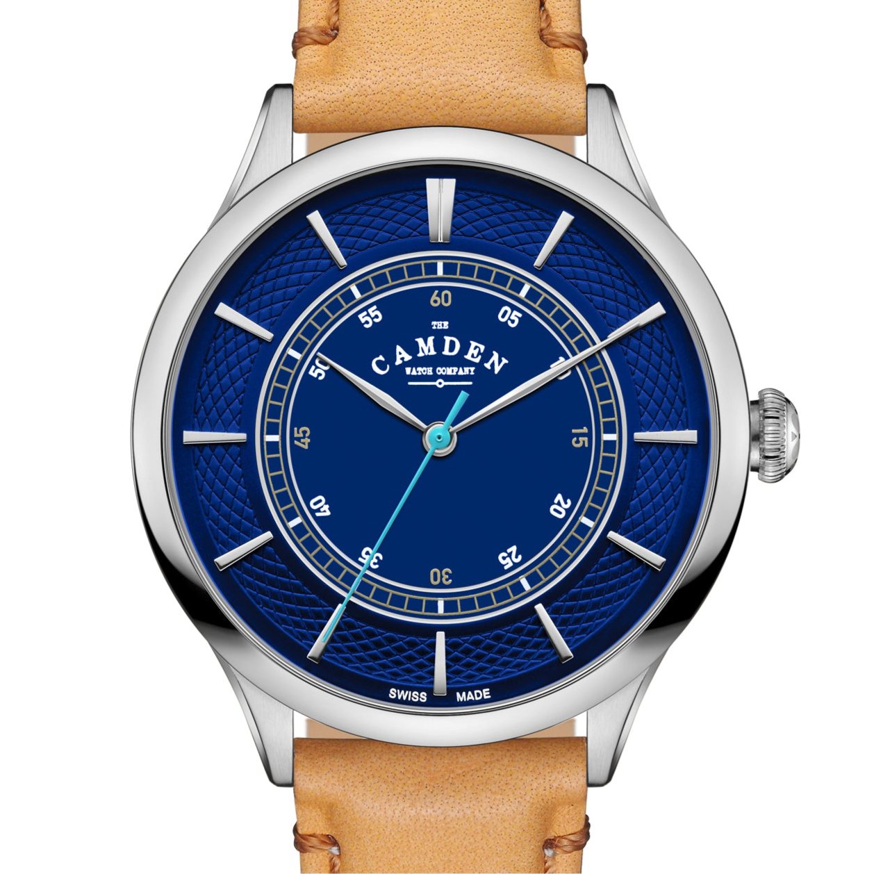No.274 Swiss Made Quartz Steel and Navy on Tan Italian Leather