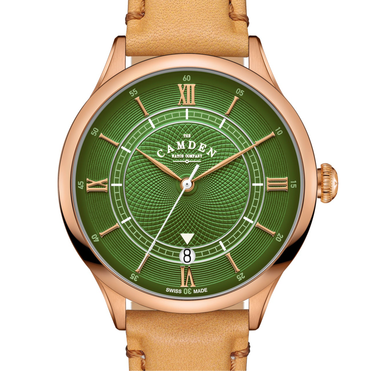 No.274 Swiss Automatic Rose Gold and Green on Tan Italian Leather