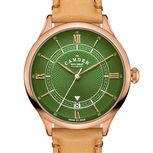 No.274 Swiss Automatic Rose Gold and Green on Tan Italian Leather