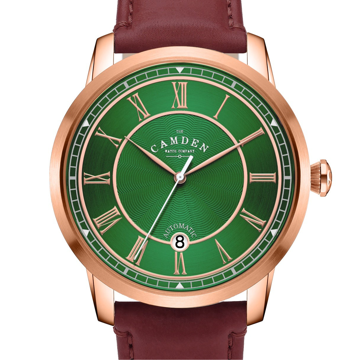 No.29 Automatic Rose Gold and Green on Oxblood Italian Leather