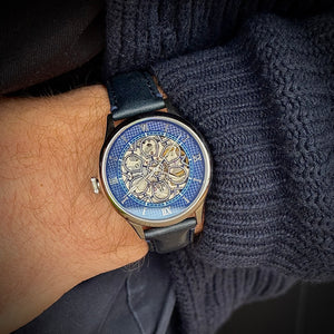 No.274 Skeleton Steel and Navy on Navy Italian Leather