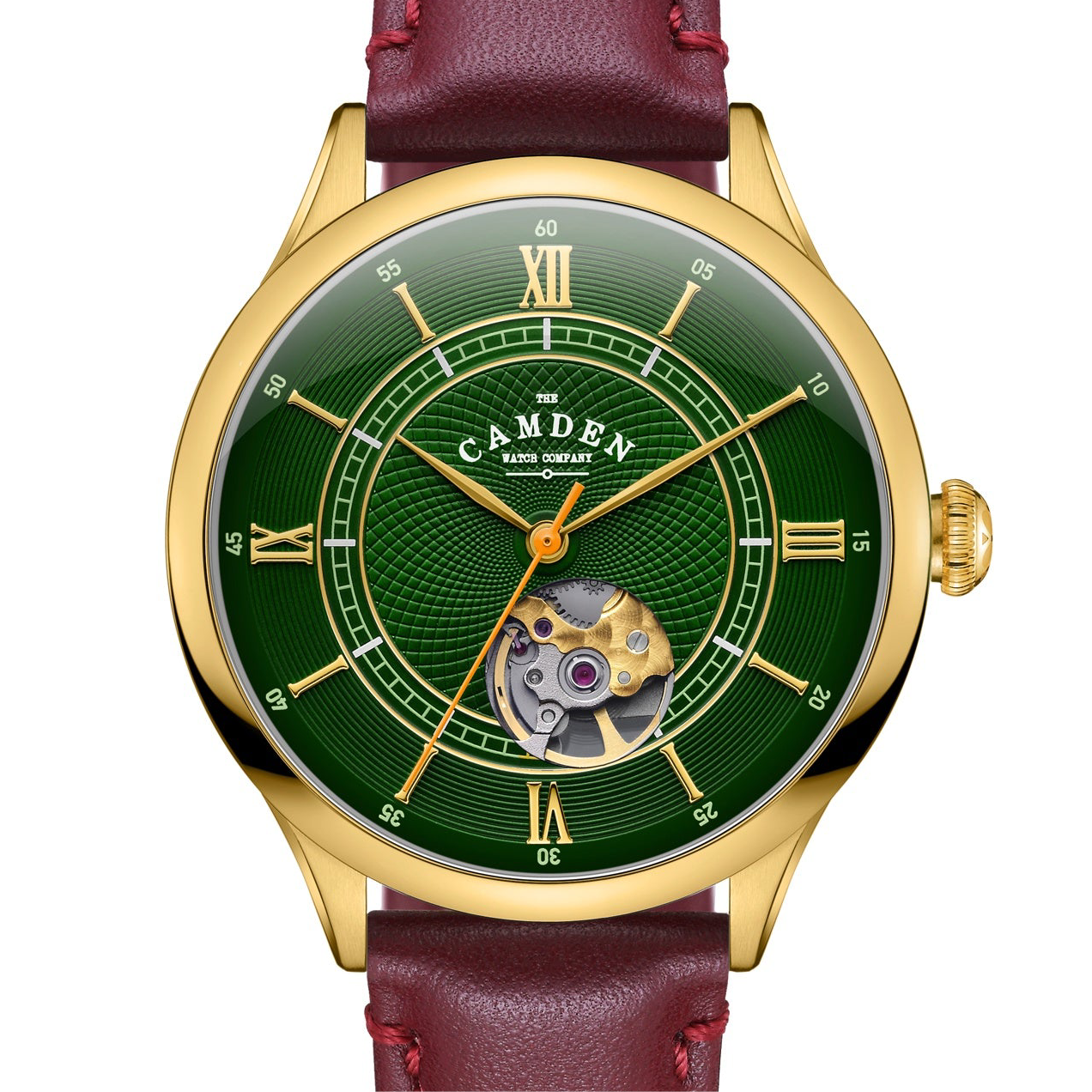 No.274 Open Heart Gold and Green on Oxblood Italian Leather