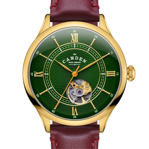 No.274 Open Heart Gold and Green on Oxblood Italian Leather