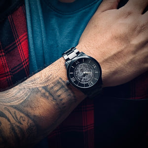 No.253 Memento Mori Steel on Black Metal Bracelet