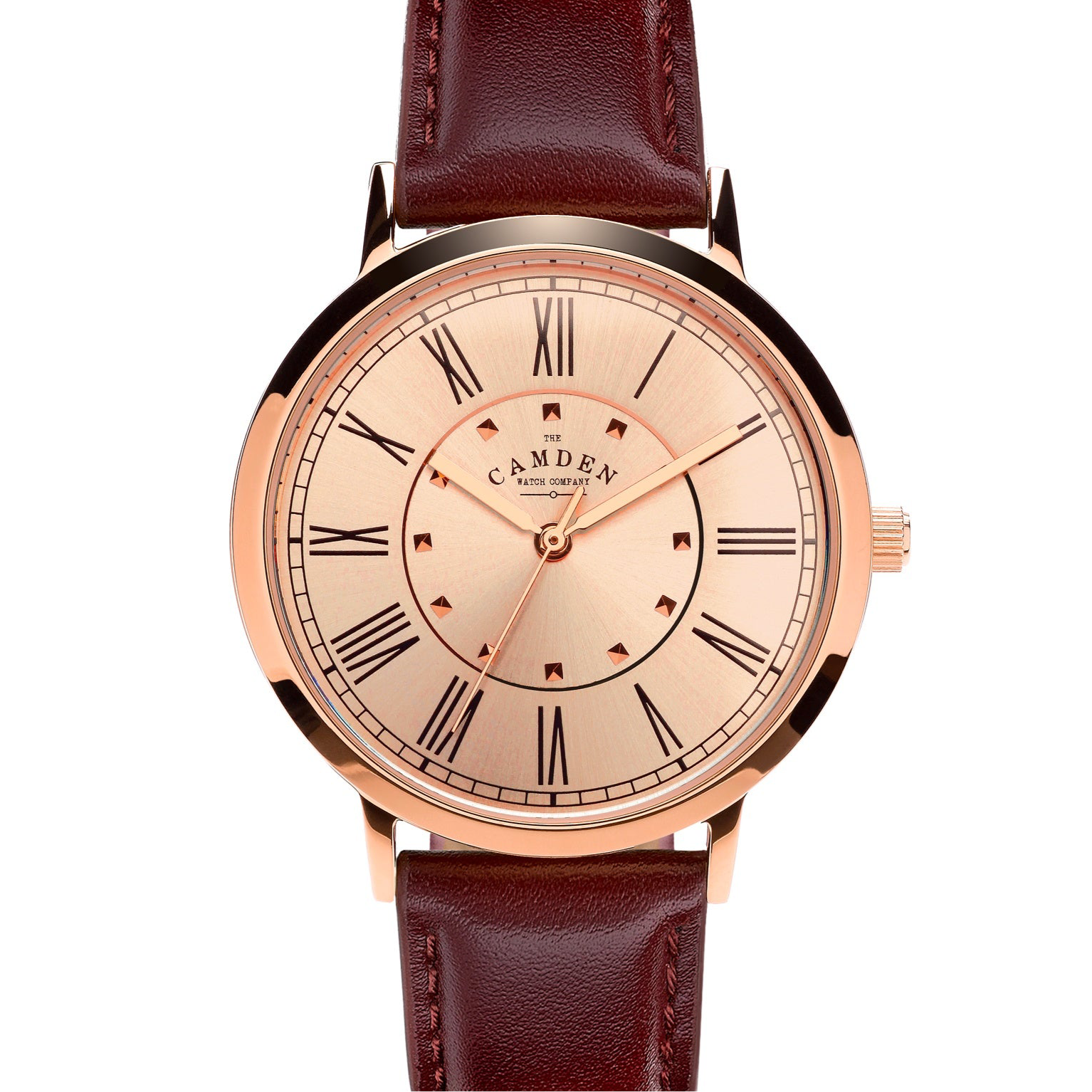 No.27 Rose Gold Women's Watch with Oxblood Leather Strap - The