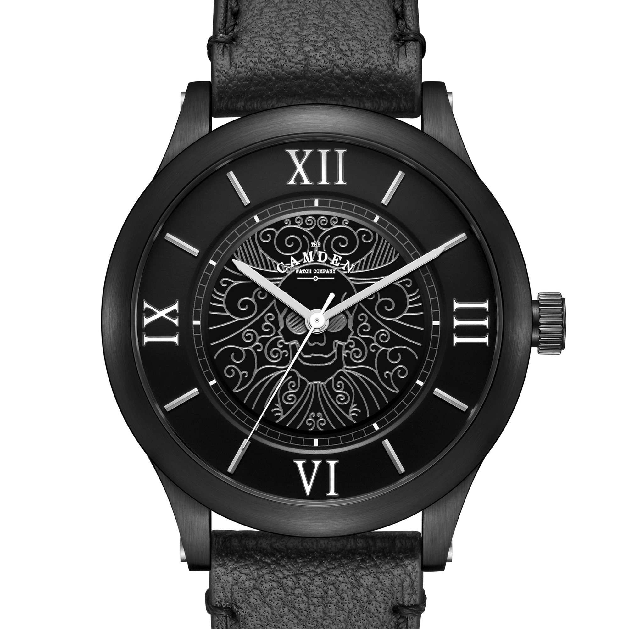 No.253 Memento Mori Steel on Black Leather