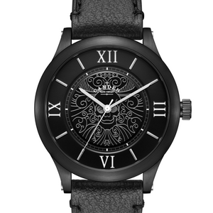 No.253 Memento Mori Steel on Black Leather