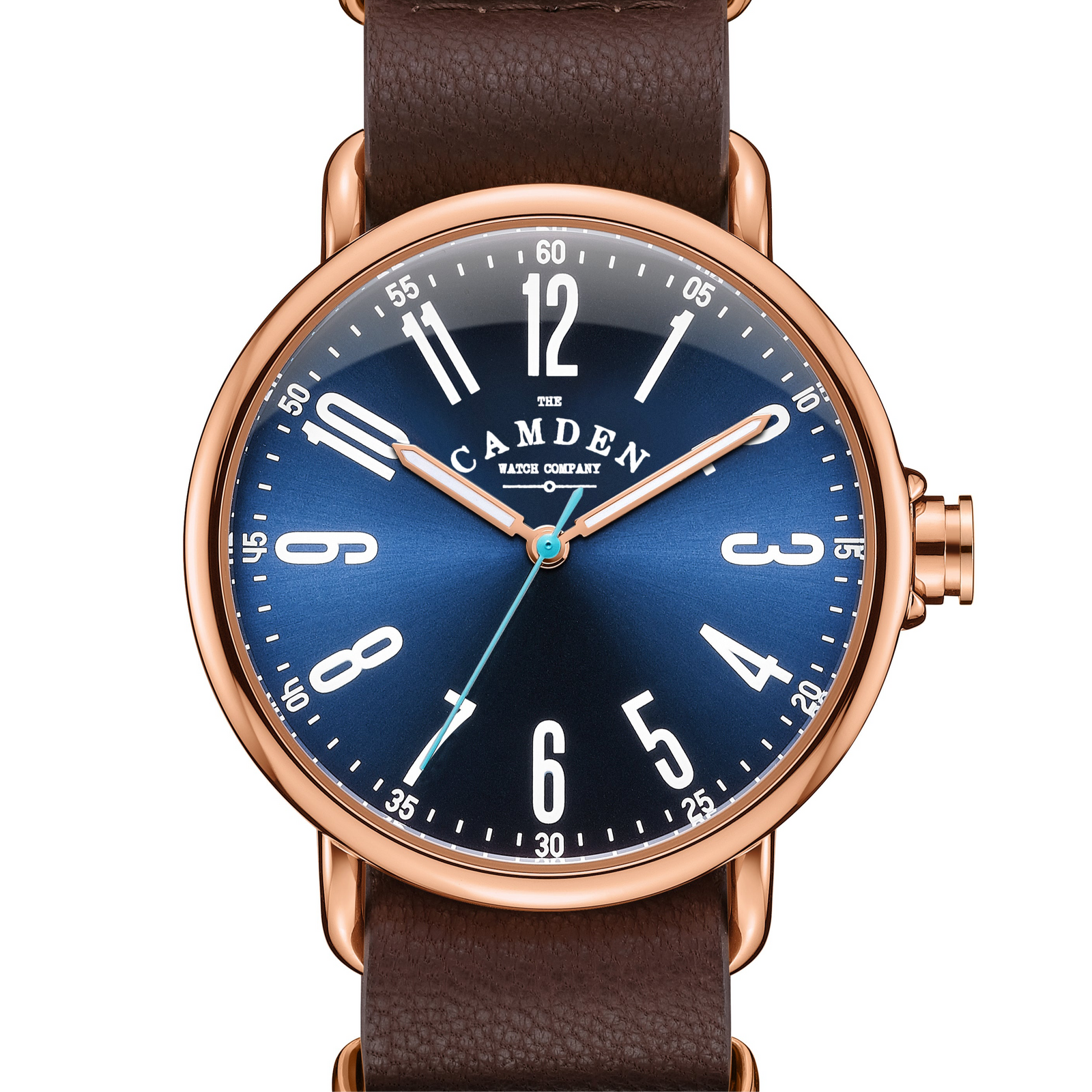 No.88 Rose Gold and Navy on Brown Leather