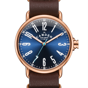 No.88 Rose Gold and Navy on Brown Leather