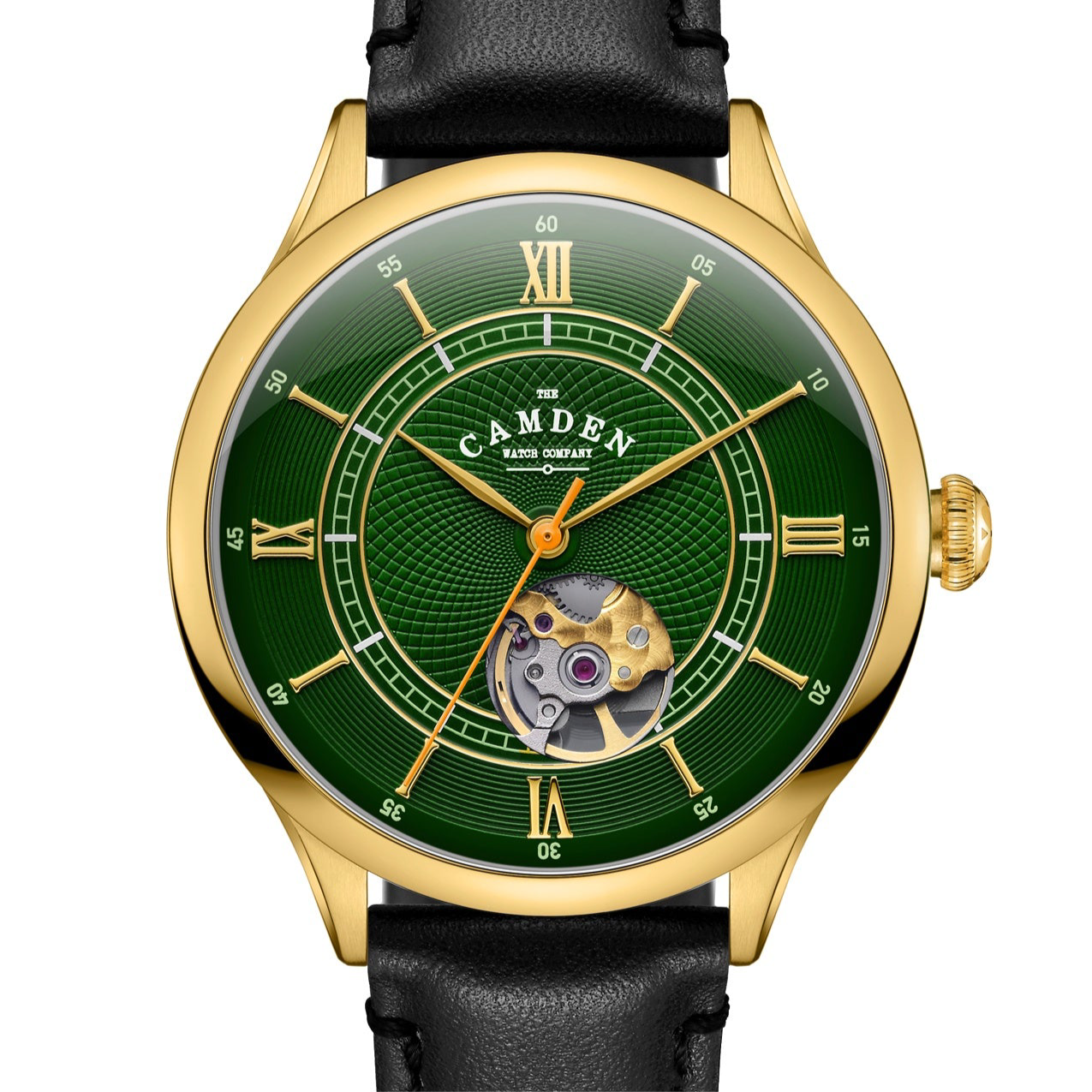 No.274 Open Heart Gold and Green on Black Italian Leather